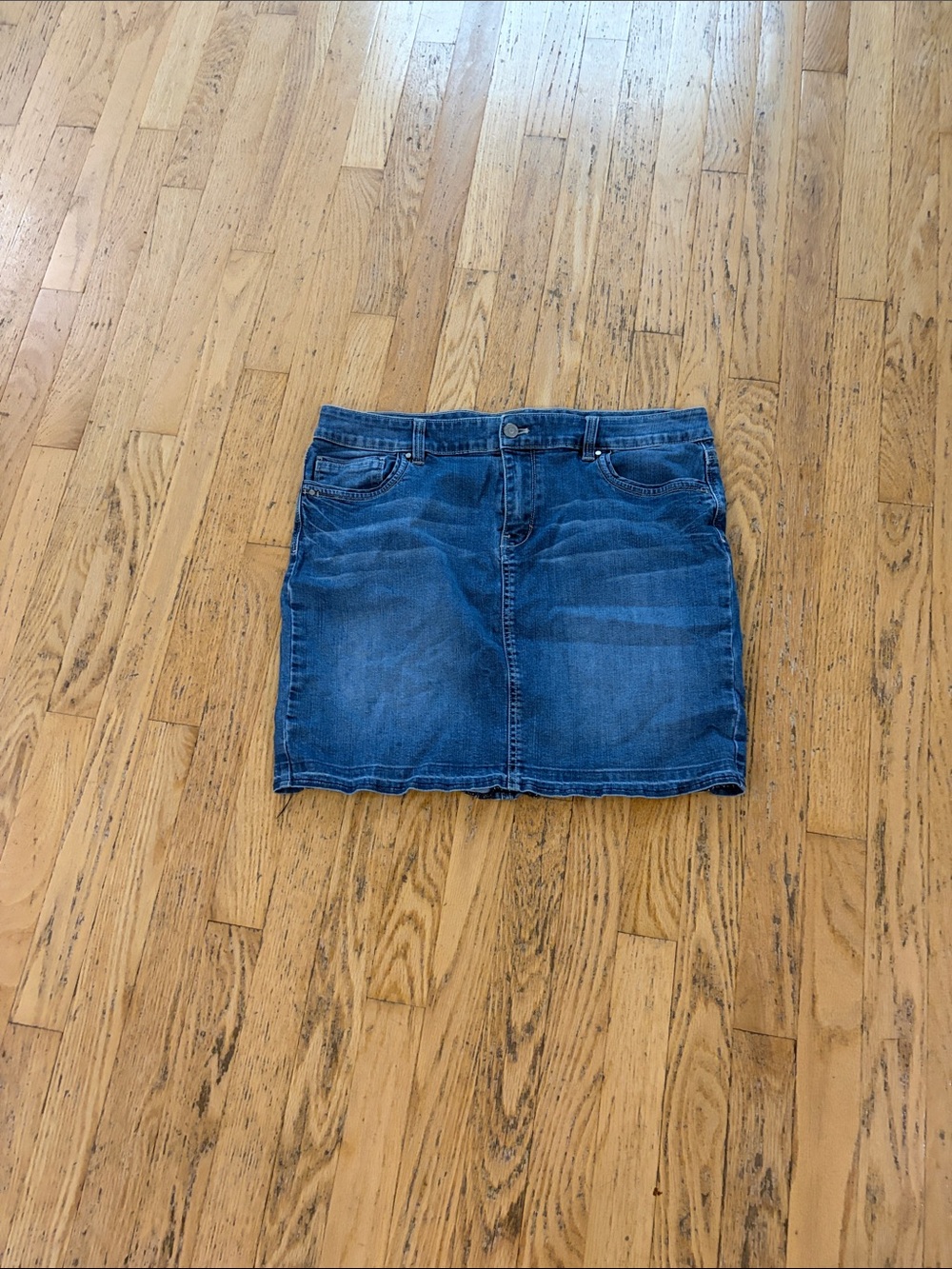 White House Black Market Blue Denim Mini Skirt